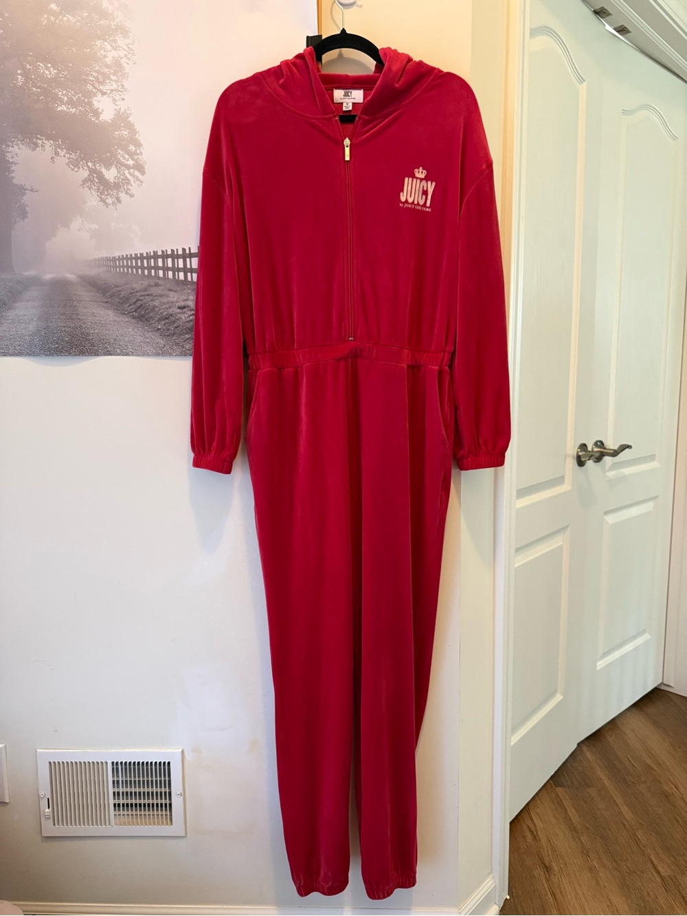 Juicy Couture Red Velour Zip Tracksuit Size Medium